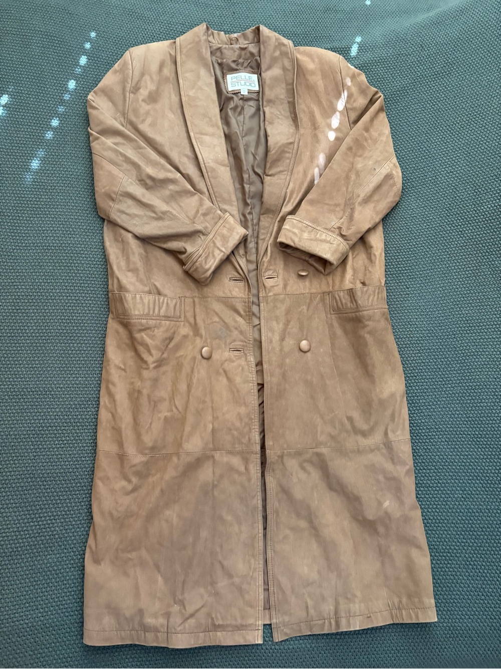 Pelle Studio Long Brown Leather Trench Coat